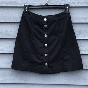 H&M Divided Black Denim Button Down A Line Skirt